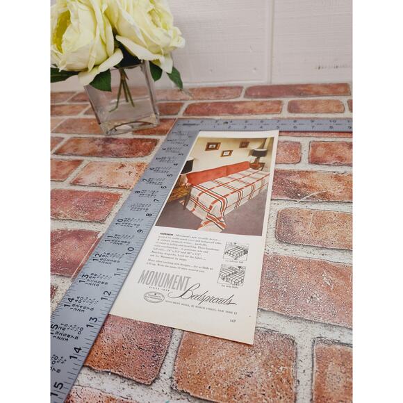 1950 Monument Bedspreads Oh So MCM Daybed Couch Plaid Orange Retro Vtg Print Ad - Picture 4 of 6